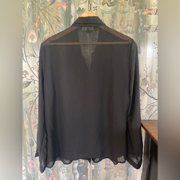 black sheer button up with black tassels - Picture 3 of 3